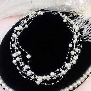 Choker Socialite Temperament Pearl Multi-layer Collar Chain Women Japan And Korea Simple Chocker Neck Ornaments Short Necklace