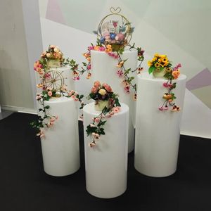 decoration 5pcs one set Custom Column Party White Cylinder Acrylic Plinth Wedding Display Stand Acrylic Round Plinth imake625