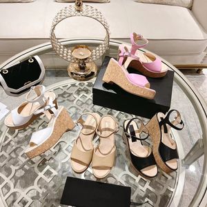 2023 Pure Color Fish Mouth High Heel Sandals Womens Designer Luxury 100% Leather Fish Bill Wedge-Heeled Platform Sandal Spring Summer Lady Sexig HEAL SHOES