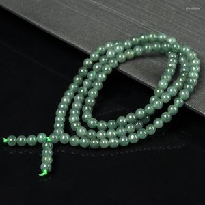 Łańcuchy Multilayer Szmaragd 108 Zielony jadeiczny koralik 6-7 mm Bransoletka Naszyjnik Tybetańczyk Buddhist Mala Buddha Charm Rosary Joga Bejdia dostosowana