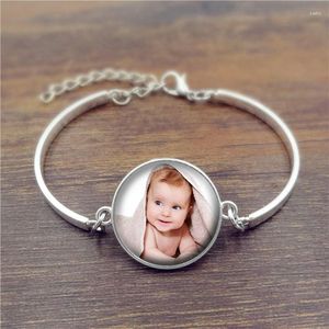 Charm Bracelets Custom Bracelet Po Of Your Baby Mum The Child Grandpa Parent Well-Beloved For Family GiftCharm