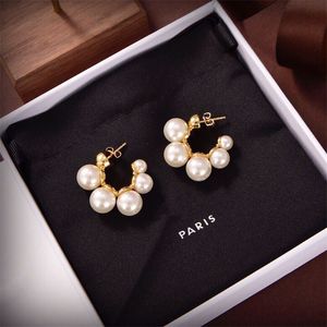 2024 Fashion Brand Earrings Ear Studs High Quality Luxury Designer Earring Classic Golden Pearl Jewelry For Women Wedding Gifts Party Presents The Gift