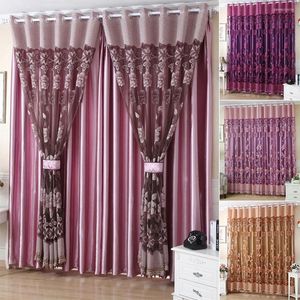 Perde 100cmx250cm çiçek yanma perdeleri Yaşayan pencere örtü paneli şeffaf eşarp valances 4 renk oda ev dekor D25