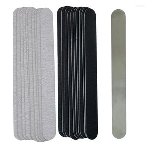 Nail Files Straight Replacement File 100/180/240 10pcs Grey/Black Removable SandPaper With Stainless Steel Handle Metal Sanding Stac22