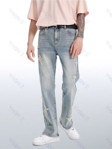 Jeans da uomo Streetwear Hip Hop Jeans larghi a vita bassa per uomo Coreano Y2k Pantaloni moda Pantaloni denim incrociati Pantaloni cargo da donna Vestiti punk Z0225