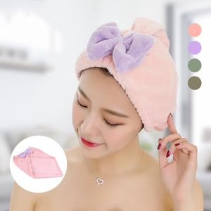 Towel Cute Bowknot Women Bathroom Super Absorbent Quick-drying Bath Hair Dry Cap Salon Adults Head 33x48cm