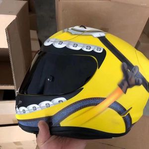 オートバイヘルメットフルフェイスヘルメットイエローフリップライディングフォール