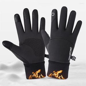 Cycling Gloves Winter Men Warm Bike Mitten Full Finger Waterproof Touchscreen Bicycle Mitts For Cold Weather Sports Riding