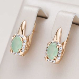 Charm Kinel New Emerald Cut Zircon With 585 Rose Gold Drop Earrings For Women Luxury Square Crystal Earrings Ethnic Wedding Jewelry G230225