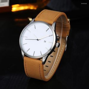 Нарученные часы Простые минималистские часы моды кварц Quartz Auto Date Men Watches No Logo Relogio Masculino Montres Hommewristwatches Bert22
