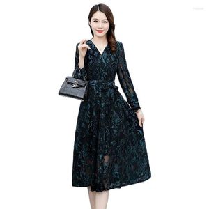 Casual Dresses Chiffon Dress Women's Spring And Autumn 2023 High-end Luxury Temperament Embroidered Summer Slim Long Sleeve Skirt