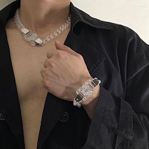 Ketten Alyx Clear Halskette für Männer Schnallenkette Edelstahl transparenter arcylischer Schmuck Punkbiker