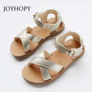 Sandalen PU Leder Mädchen Schuhe Kinder Sommer Baby Mädchen Sandalen Schuhe Rutschfeste Kleinkinder Kleinkinder Kinder Kinder Schuhe Schwarz Gold Weiß Z0225