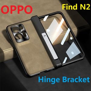 Magnetic Bracket Leather Cases For Oppo Find N2 Case Folding Hinge Protective Film Screen Cover