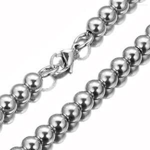 Chains Fashion 6/8/10mm Stainless Steel Silver Color Bead Ball Chain Men Women Necklace Or Bracelet Bangle 7-40" DIY Jewelry Wholesale