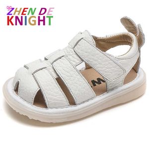 Sandali Neonate Ragazzi Sandali 2022 Estate Infantile Anticollisione Scarpe da bambino Fondo morbido in pelle Bambini Sandali da spiaggia per bambini Z0225