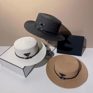 Women's designer straw hat flat top hat high quality men's and women's same triangle sun visor classic flat top hat high quality men's and women's same triangle sun visor