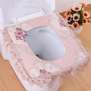 Toilet Seat Covers European Style Linen Cotton Square Cushion Four Seasons Universal Pads Household Paste Mats