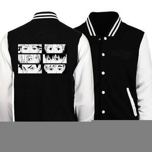 Jaquetas masculinas haikyuu ics anime karasuno casaco de beisebol de beisebol preto branco slim fit university casacats uniforms motocicle bombermen's