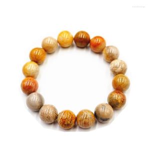 Filo di giada di corallo naturale, cerchio singolo, braccialetto di perline rotonde, pietra di crisantemo, corda a mano con fiori colorati
