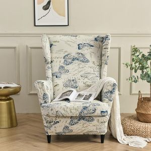 Chair Covers Stretch Wing Back Cover Floral Printed Elastic T-Cushion Sofa Furniture Protector Couch Machine WashableChair