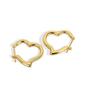 Hoop Earrings & Huggie 2023 Minimalist Ear Clip Heart Stud Earring Simple Love Gold Plated For Women Girls Trendy Jewelry Gift