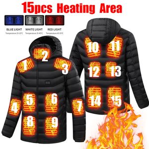 Men s Vests Heated Hooded Men Jackets Smart Warm 15pcs Waterproof Thermostat Pure Winter Clothing Heating Color 230225