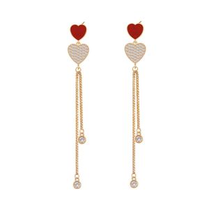 Charm Korean Fashion Love Heart Tassel Long Drop Dangle Earrings Wedding Rhinestone Jewelry Gold/Silver Plated for Women Teen Girls G230225