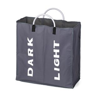 Stor vikbar tv￤ttkorgv￤ska 2-sektion Collappibel Oxford Washing Dirty Clothing Bag Organizer med aluminiumhandtag