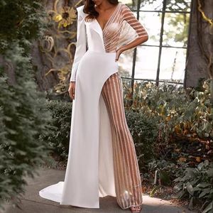 Elegant Long Sleeve Muslim Jumpsuit Evening Dresses 2023 Appliqued robe de soiree Islamic Dubai Hijab Formal Event Gowns Prom Part234w