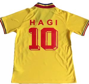 1994 국가 대표팀 홈 옐로우 축구 유니폼 Hagi raducioiu popescu Romanias futbol 셔츠 멀리 레드 레트로 94 셔츠 키트 남자 Maillots de Football Jersey