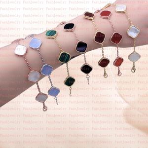 top popular Designer Classic 4 Four Leaf Clover Charm Bracelets Bangle Chain 18K Gold Agate Shell Mother-of-Pearl for Women&Girl Wedding Mother' Day Jewelry Women gifts Fade Free 2023