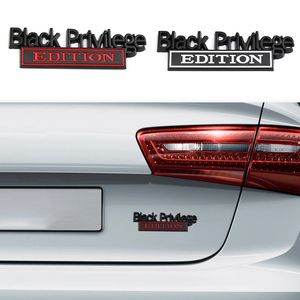 Decoração de festa Black Privilege Edition Car Sticker para caminhão automático 3D Badge Emblem Decal Acessórios Automóveis 10.5x3.3cm