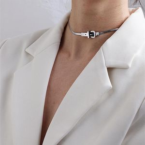 Chains Design Stainless Steel Belt Buckle Chokers Necklaces For Women Fashion Jewelry Hip Hop Chain Necklace Punk Party