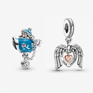 925 Kadınlar için Gümüş Takılar Diy Fit Pandora Bilezik Melek Kanatları Doğuş Günü Yok Çay Beads Logo Tasarım Lady Hediyesi Bo271Q ile