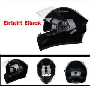 Motorcykelhjälmar Bright Black Stylish Four Season Double Shield Hjälm Dot ECE Godkänd Vänd Motorcykel Motorcyklar