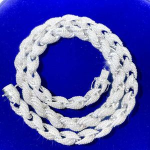 shinning jewelry vvs moissanite diamond 10mm wide rope chain iced out necklace men 925 sterling silver necklace hip hop necklace