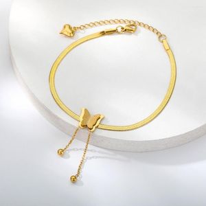 Ankiets Motyl ze stali nierdzewnej dla kobiet bądzący brześniczka Bransoleta nogi Bracelets Bracelets plażowa biżuteria Tobilleras