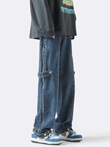 Jeans de jeans Men Zipper Open Design Open Design de calças de jeans soltas masculinas Retro retro direto perna larga perna larga calça calça calças de calças de designer de designers z0225
