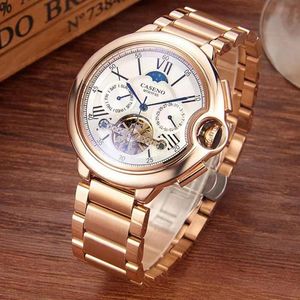 Avanadores de pulso Tourbillon Assista Automatic Luxury Mechanical Men Top Brand Self Winding Stainless Steel Golden Clocks Caseno 2023