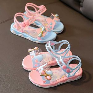 Sandaler sommar mode sandaler för flickor bowtie platta sandaler 110 år barn strandskor liten flicka nonslip mjuk ensam sandaler barn z0225