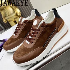 GAI Dress Shoes Designer Brand Men's Casual Sneakers Round Toe Tennis Runner Real Leather Lace Up Driving For 230225