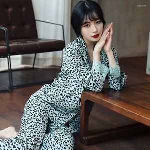 Women's Sleepwear 2023 Spring Autumn And Summer Thin Sexy Leopard Print Women's Pajamas Can Wear Two-piece Home Service For Women