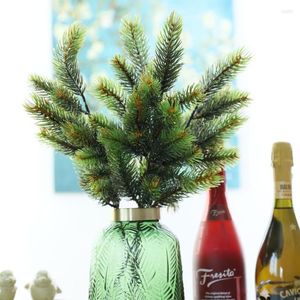 装飾的な花1pc/48cm人工松葉の偽の枝クリスマスウェディングホームオフィスの装飾のための小さな木の植物