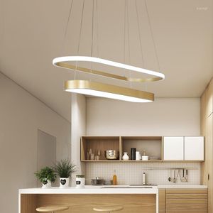 Pendant Lamps Matte Gold/Black Finished Modern Led Chandelier For Living Room Bedroom Study Adjustable Fixture