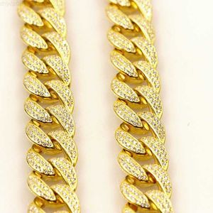 HotSale Factory Price Hip Hop Cubic Zirconia 18K Yellow Gold Plated Copper Cuban Chain Link Chain Halsband