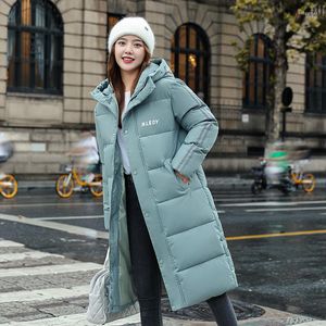 Women's Trench Coats Coat 2023 Winter Couple's Cotton-padded Jacket Women's Fashion Slim Long Over-the-knee Down Padded