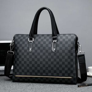 Men's handbag Casual briefcase Men's business bag Computer bag Fashion check men's bag One shoulder messenger bag