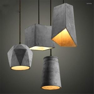 Lâmpadas pendentes Luzes de cimento rústico nórdicas 4 tipos Lâmpada de suspensão natural Lâmpadas de iluminação industrial vintage penduradas