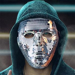 Disco Glitter Face Maska dla miłośników barów DJ Mirror Glass Patch Anonimowa maskarska maska ​​komfort i wielokrotne kostium Masque GC1933